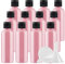 ZEOABSY 12 Pièces 100 ML Rose Bouteille en Plastique avec Bouchon à Charnière Noir, DIY Vider Bouteille Ronde en PET de Voyage pour Cosmétiques Liquides