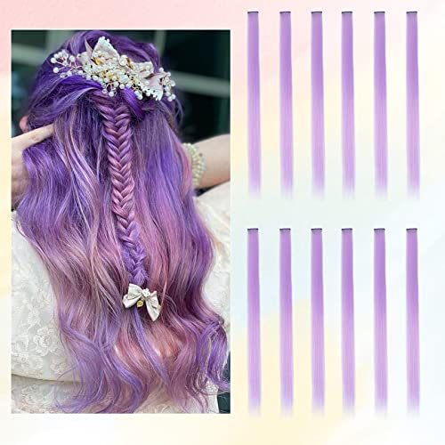 12 Stück Farbige Haarverlängerungen, BARSDAR Highlights 55cm Glattes langes Haarteile Haarsträhnen Zum Einklipsen Farbiger Clip in Haarverlängerungen Extensions Bunt für Kinder Frauen