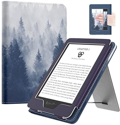 MoKo Hülle für den Neuen 6 Kindle (11. Generation, 2024/2022 Release)/(10./8. Generation, 2019/2016), Ultraleichte PU-Schutzhülle mit Auto Wake/Sleep für Kindle 2024, Grauer Wald