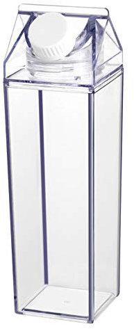 500ml Clear Milk Carton, Plastic Portable Reusable Water Bottle Milk Box, Square Juice Bottle for Outdoor Sports Travel Camping Activities (1pc)