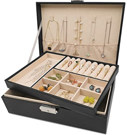 Pahajim Portagioie Donna da Camera Porta Gioielli da Comodino Jewelry Organizer Jewellery Box Scatola Portagioielli Cofanetto Gioielli per Collane Orecchini Anelli Braccialetti