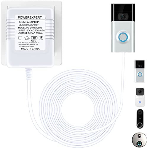 24V Transformer Doorbell Transformer C Wire Adapter Thermostat, 24V Doorbell Power Supply Cord Compatible with Nest Ecobee, Honeywell and Sensi, Wyze, Eufy and Nest Hello Video Doorbells, White