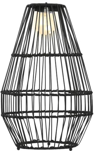 Outsunny Solarleuchte, Rattan Solarlampe, Wasserdichte Wegleuchte mit Lichtsensor, Automatische LED Gartenlampe mit Trommel-Design, für Balkon, Terrasse, Hof, Stahl, Schwarz