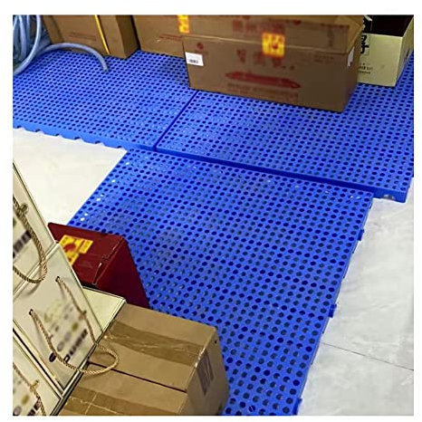 ezkxoprs Bodenpalette Für Die Lagerung, Ineinandergreifende Kunststoff Gitterrost Regalbrett - Lasttragend, Feuchtigkeitsdichte Matte Für Keller Lagerhallen (Farbe : Blau, Größe : 100x80x10cm)