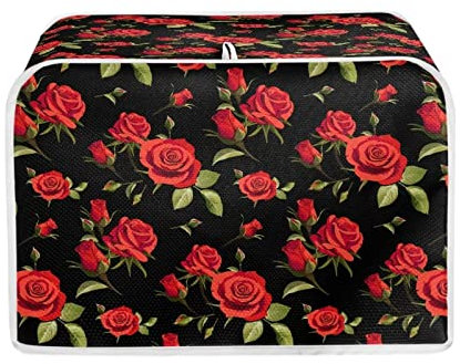 STUOARTE Flower Rose - Cubierta para tostadora de 4 rebanadas, cubierta antipolvo para electrodomésticos pequeños de cocina, cubierta para horno tostador de pan, bolsa organizadora de asadores de