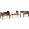 Homgoday 4-teiliges Gartensofa-Set aus massivem Akazienholz, Set Schlafsofa, Wohnzimmer, Sofa, modernes Sofaset für den Außenbereich, Outdoor-Möbel