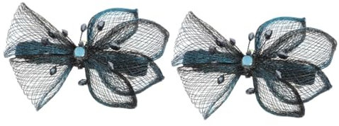 FRCOLOR 2pcs butterfly hair clip decorative hair clips hair bow clips bow large spring clip accessories for teen girls blue hair bow mesh bow bow clip crystal copper wire vintage Miss