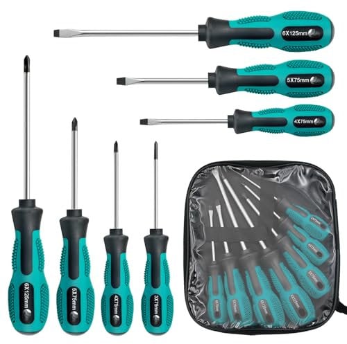Jmbabe Screwdriver Set, 7 Pcs Magnetic Screwdriver, 3 Flat & 4 Cross Head, Screwdriver for Fastening and Loosening Seized