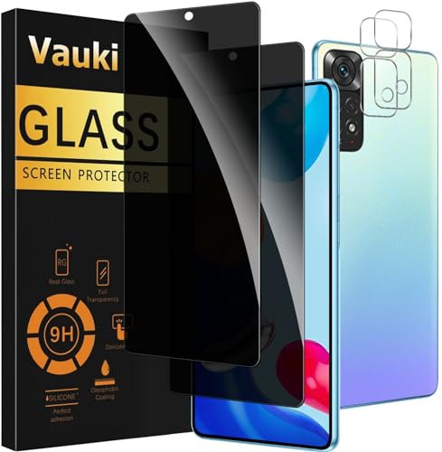 Vauki Verre Trempé Anti Espion pour Xiaomi Redmi Note 11/Note 11S avec Caméra Arrière Protecteur [2+2 Pièces],Anti-Espion Film de Protection D'écran,Dureté 9H Privacy Anti-Spy Vitre,Anti-Rayures