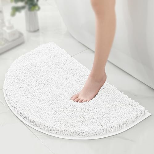SXLXYOF Tappetino da Bagno semicircolare Tappetino da Bagno Antiscivolo Tappeto Bagno semicircolare Tappeto da Bagno ciniglia in Microfibra Tappetino Shaggy Morbido e Assorbente,C-40X60CM