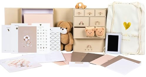 Baby-Erinnerungsbox, geschlechtsneutral, säurefrei, für Neugeborene, einfach zu verwenden für Neugeborene, Mutterschaftsgeschenk, Babyparty, Schwangerschaft, Muttertag mit Baby-Erinnerungsbuch,