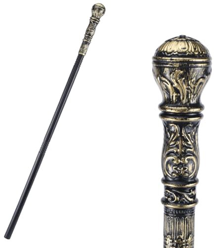 GORGECRAFT Bastone Da Passeggio Antico Vintage Bastone Da Passeggio per Feste di Halloween Decorativo Costume Cosplay Canna con Manico In Ottone Accessori per Costume per Forniture Feste di Halloween