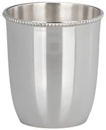 Likörbecher versilbert 6,5 cm - edler kleiner Becher aus Metall mit Perlrand, glatt poliert & anlaufgeschützt, eleganter Metallbecher für Schnaps, Likör, Spirituosen, Hausbar & Geschenk