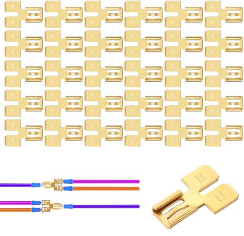 30pcs Spade Terminal Splitter, Quick Disconnect Insulated Double Male Tab Single Female Slip on Spade Piggyback Connector Electrical 2 Way Splitter for Automotive Dual Spade Connector 1/4in Blade