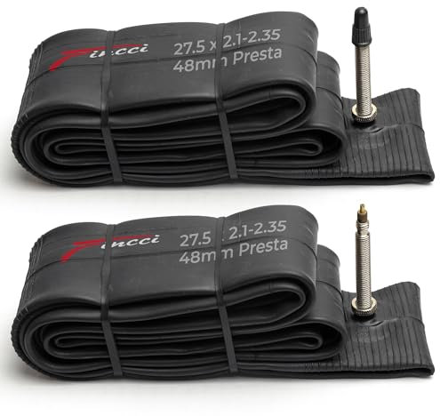 Fincci Fahrradschlauch 27,5 - Paar Fahrrad Schlauch 27.5 x 2.1 x 2.2 x 2.35 mit 48mm Presta Französisches Ventil für Mountainbike, E Bike, Rennrad Fahrrad, Klapprad - 2er Pack