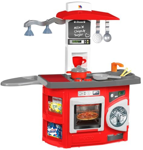 MOLTO Cocina de Juguete Molto Kitchen Electrónica Roja + Accesorios | Juguetes Educativos para Niños | A Partir de 2 Años (Roja con 12 Accesorios)