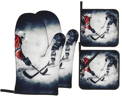 Gants Art du Hockey sur Glace Résistant À Chaleur Maniques Anti Chaleur Gants De Cuisine Et Maniques pour Four Barbecue Grillade Cadeaux