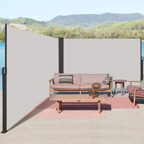 Kidsgigglz Brise Vue Retractable, Paravent Exterieur Retractable Store Exterieur Opaque, Protection de l'intimité et du Vent pour Balcon Terrasse Exterieur, Gris Store latéral, 180x600cm