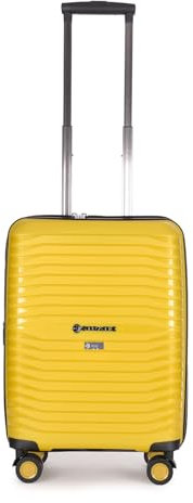 Stratic Bright+ Hartschalen-Koffer Trolley Handgepäck Koffer klein Reisekoffer, wasserabweisend, 4 Rollen, erweiterbar, TSA-Schloss (Größe S, Yellow Gold)