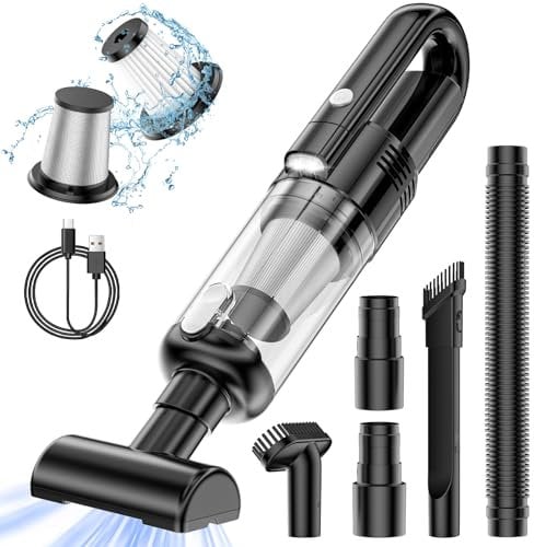 Vankarr Aspirabriciole Senza Fili Potente 9000pa con Luce Aspirapolvere Auto, Mini Aspirapolvere Portatile per Auto Ricaricabile Aspira Briciole USB Aspirapolvere a Mano per Casa Auto Ufficio