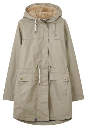 LightHouse Women's Isobel Hooded Waterproof Coat - Ladies Breathable, Windproof, 3/4 Length Jacket with Insulated Padding and Faux Fur Lined Hood - Mocha - 8