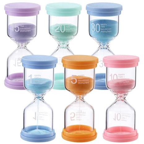 6 Stück Bunter Sanduhren für Kinder,Buntes Sanduhren Set 1//5/10/15/20/30 Minuten,Sanduhr Kinder für das Leben der Kinder,Lernen,Spiel Timing,Kreative Geschenke,die Dekoration im Home Office