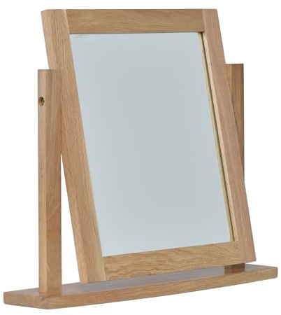 Ramece Crescent Solid Oak Dressing Table Mirror - Solid Wood Bedroom Furniture - Vanity Mirror - Fully Assembled - H48 x W55 x D13 cm