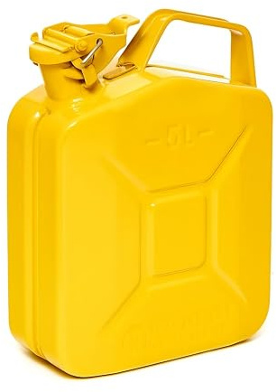 BW® Benzinkanister Metall 5 Liter - Kraftstoffkanister Gelb - RAL 1018 - TÜV-geprüft und UN-Zulassung - 0,8mm Stahl nach DIN 7274 für Benzin Diesel E10 2-Takt - Made in Europe