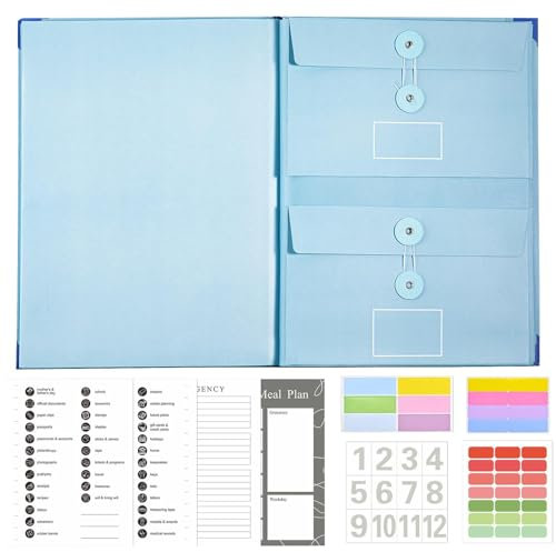 Ysvnlmjy Dokumenten-Organizer, Lebensbuch-Ordner, tragbarer Aufbewahrungsordner, Papier-Organizer, erweiterbarer Aufbewahrungsordner für Papiere, Akten, Pässe, Fotos, Briefe in Blau
