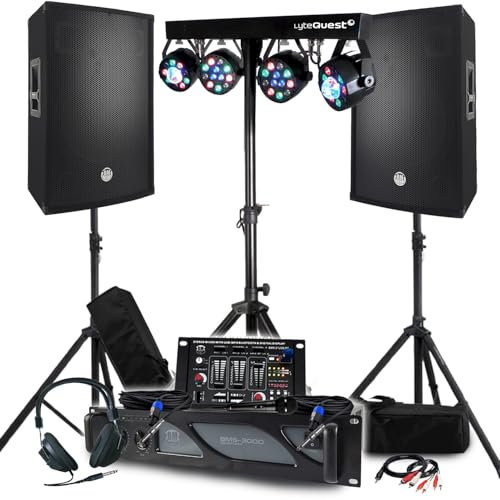 Pack Sono BM Bmsonic Amplificador 3000 W, altavoces pasivos 2 x 700 W, mesa mezcladora, pórticos 8 luces Xperformer