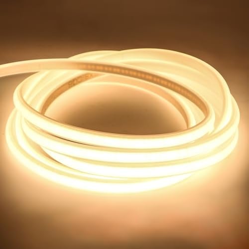 pcning Tira LED COB AC 220V Directo con Enchufe e Interruptor 3000K 10M Warm White Strip Lights Lamp for Outdoor Indoor Lighting (Blanco Calido, 10M)