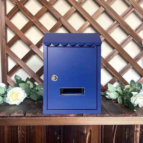 Boîte aux lettres murale de grande capacité pour la maison, robuste et durable, en acier galvanisé de couleur bleue, boîtes aux lettres d'extérieur pour l'extérieur