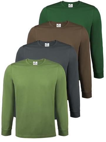 ALPIDEX Herren Langarmshirt Longsleeve 4er Set Baumwolle S-5XL | 200 g/m², Rundhals, Basic, Einfarbig, Regular Fit, OEKO-TEX, Atmungsaktiv, Freizeit, Alltag, Männer, 100% Baumwolle
