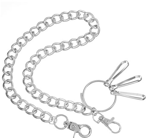 WY LIGHTING LEVEL Punk Hose Kette, Hip Hop Handtasche Kette Metall Heavy Duty Brieftasche Kettes Gothic Geldbörsenkett für Jeans Brieftaschen DIY Tascheherstellung Herren Damen (Dunkles Silber)