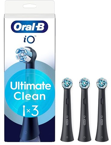 Oral-B Testine di Ricambio iO Series Ultimate Clean Black, 3 Testine Rotonde Originali per Spazzolino Elettrico, setole CrissCross, rimozione della placca