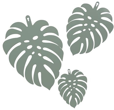 UNUS Monstera Wandaufhänger 3er-Set aus Metall: Tropische Blätter in Grün Schwarz oder Rostoptik, mit klappbarem Aufhänger für 3D-Optik, Moderne Wanddekoration für Innen & Außen
