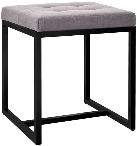 CLP Sitzhocker Barci I Moderner Hocker | Hochwertiger Polsterhocker mit schwarz pulverbeschichteten Eisengestell, Farbe:grau, Material:Stoff