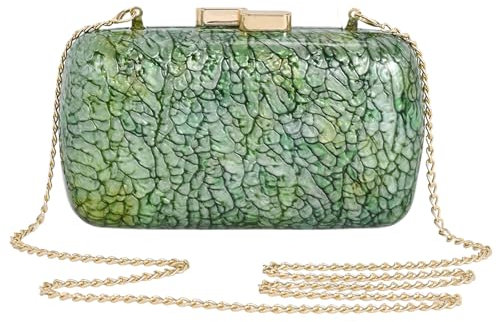Ryxuzer Elegante borsa in acrilico da donna, alla moda, pochette da sera quadrata a tracolla, mini borsa a tracolla per feste e balli di fine anno, Verde