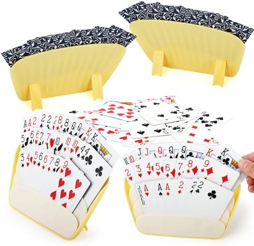 MXTIMWAN 4 Pezzi Porta Carte da Gioco, Porta Carte per Bambini e Adulti, Supporto di Carte da Poker in Plastica, Supporto per Carte da Gioco per Bambini, Anziani, Adulti, Disabili