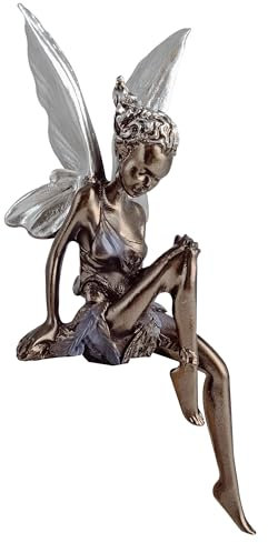 Gxdamxz Elfen Figuren Garten, Gartenfiguren Fee mit Flügeln Gartendeko für Außenbereich, Braun