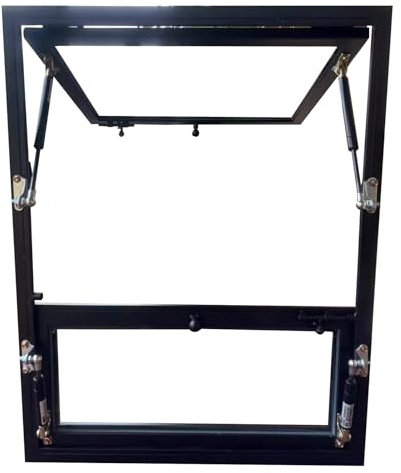 YJEUZCD Concessionario Chiosco Servizio Finestra, A Filo Montaggio Capanno Finestra, Alluminio Food Truck Casa Bagno Casetta Finestra, Apertura Pneumatica 90°(120x80 cm/47.2x31.4 in)