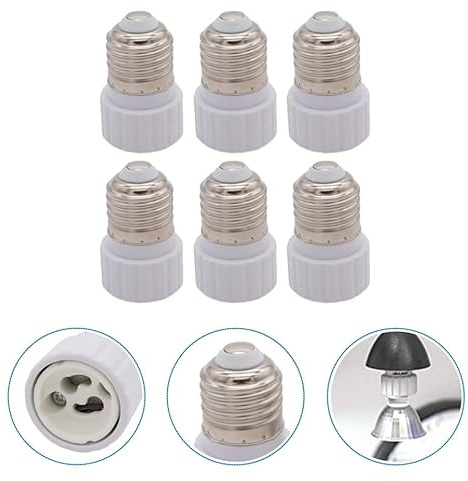 Adaptateur de Douille E27 vers GU10 6 Pièces en Plastique Pc Blanc | Adaptateur de Douille de Lampe, Facile à Utiliser, sans Outil Requis, Usage à Maison
