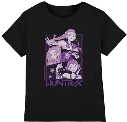 Kpop Demon Hunters Unisex Kids K-pop Demon Hunters - Huntrix Huntr/X Manga Panels Trio Kids T Shirt T-Shirt (Pack of 1)