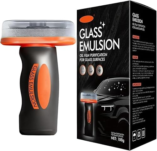 Q4 Glass Guard, Hand-Held Glass Emulsion Cleaner, Cars Window Cleaner, Automotive Oil Film Cleaning Brush, Glassses Emulsion Windscreen Cleaners for Car, Windows, Mirrors, Glassses Surfaces