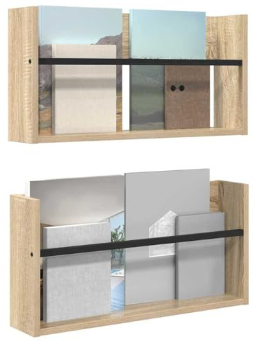 vidaXL Magazinregal 2 STK. Sonoma-Eiche 60 x 12 x 30 cm Holzwerkstoff