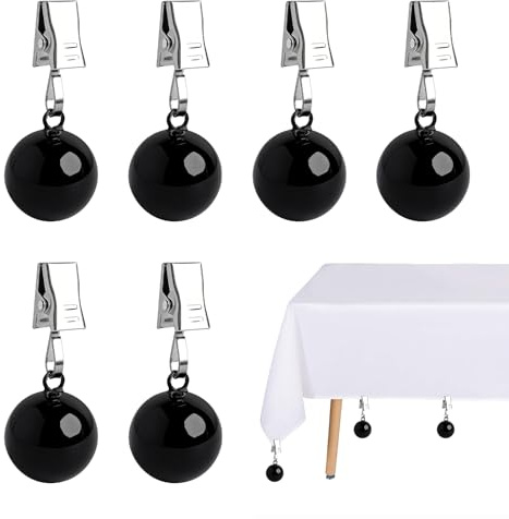 INQUIRLLY 6er Pack Stabile Tischdecken Gewichte, 68g Extra schwere Rostfreie Edelstahlkugeln mit Clips Tischdeckengewichte für Outdoor Gewichte für Vorhänge Geeignet für Tischdecken, Vorhänge usw