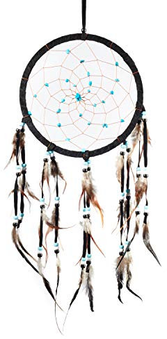 Pink Pineapple Dreamcatcher mit Federn: Handgemachter Traumfänger Veganer Wildleder mit Türkis Steinen - Vielen Farben - Großer Traumfänger Mit 22 cm Durchmesser und 55 cm Lang