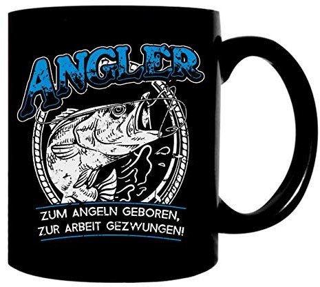 Kaffeetasse Tasse ANGLER Motiv Sprüche in schwarz