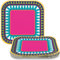 Boho Fiesta Square Dessert Plates(17cm) - Vibrant Colors & Unique Design Party Plates | Perfect for Celebrations, Picnics & More - 10ct, Nylon/a