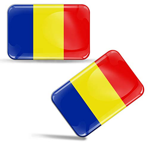 Biomar Labs® 2 x Aufkleber 3D Gel Silikon Stickers Rumänien Romania Rumänische Flagge Fahne Flag Auto Motorrad Fahrrad Fenster Tür PC Handy Tablet Laptop F 55